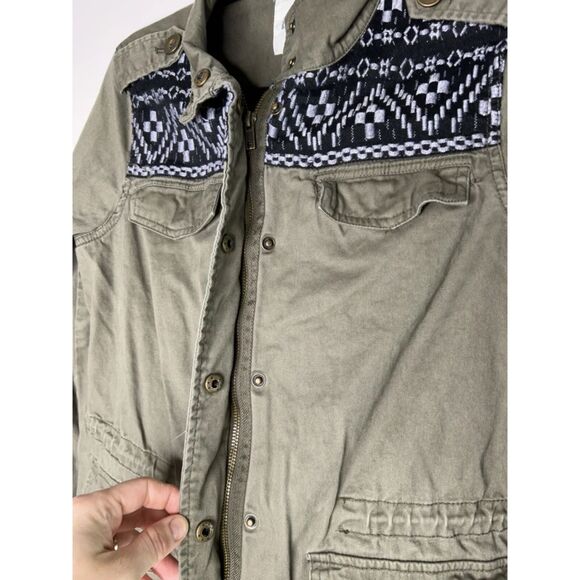 Mudd Green Black Military Full Zip Jacket Embroidery Size Medium - Picture 2 of 6